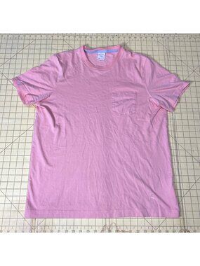 Brooks Brothers Pink Crewneck T-Shirt With Pocket Large 100% Cotton